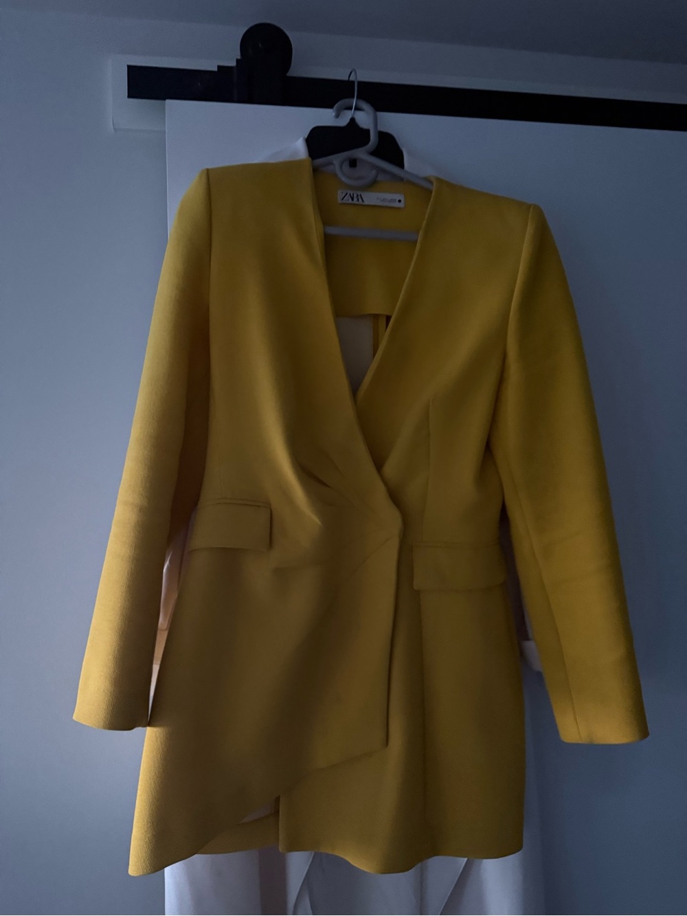 ZARA Mustard Yellow Asymmetric Tailored Blazer